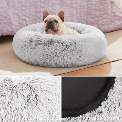 Cat Beds for Indoor Cats - Cat Bed with Machine Washable, Waterproof Bottom - Fluffy Dog and Cat Calming Cushion Bed for Joint-Relief and Sleep Improvement