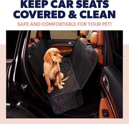 Dog Car Seat Cover for Back Seat. Protector Hammock - Waterproof Pet Trucks, Sedans & Suvs Use with Chom Roller Hair Remover. Black