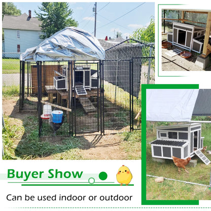 Chicken Coop 56" Large Wooden Chicken Hutch with 6 Nesting Boxes Outdoor Hen House Chicken Cage W/Ramps, Removable Tray for Easy Cleaning