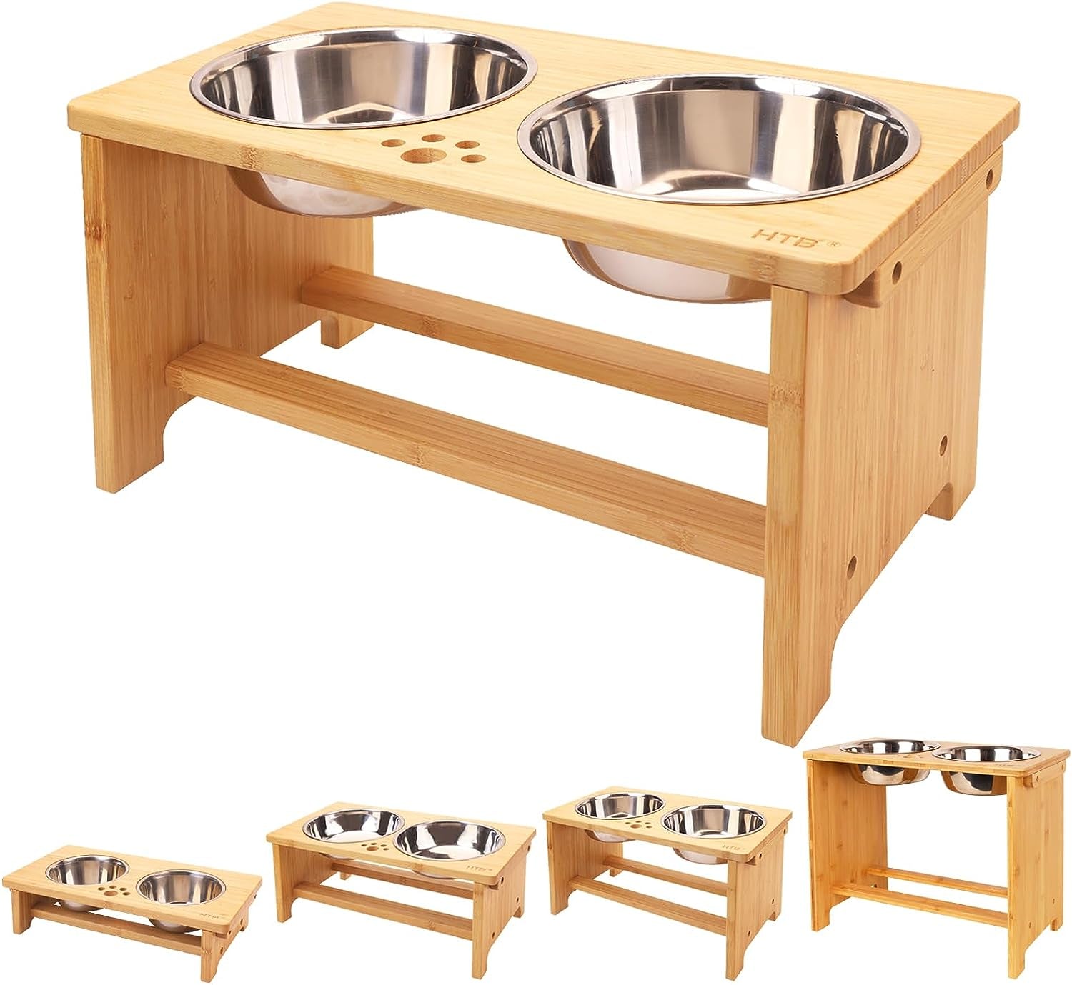 Elevated Dog Bowls,Raised Dog Bowl Stand with 2 Stainless Steel Bowls,Dog Food Water Bowls